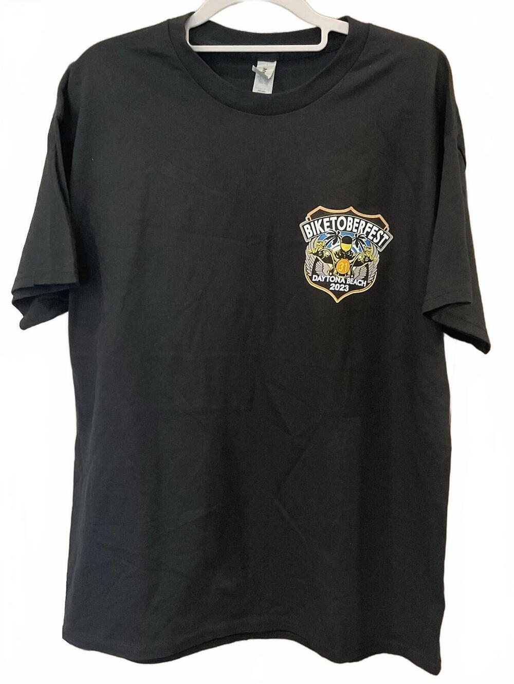 NWOT GILDAN Mens Black 2023 Daytona Beach Motorcycle Tee Size L